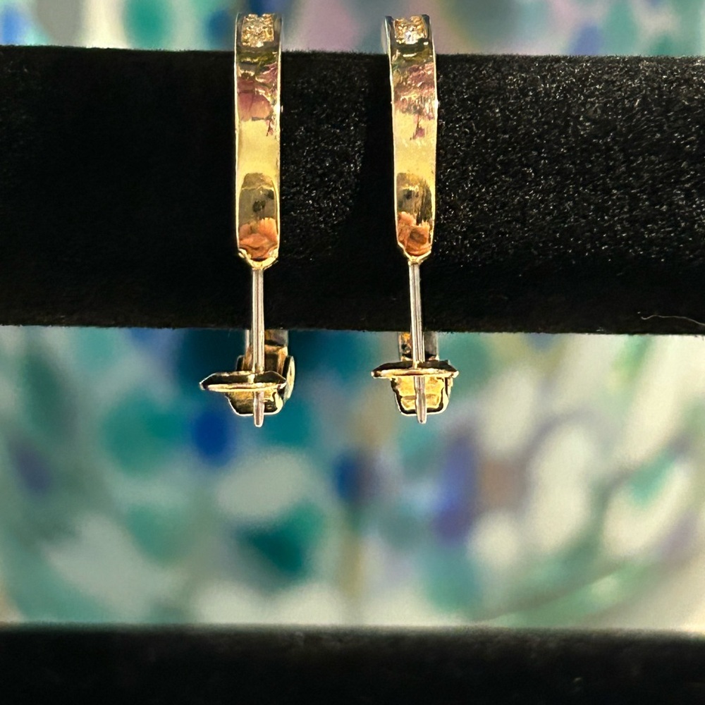 Gold Tone Rhinestone Earrings - Picture 4 of 6